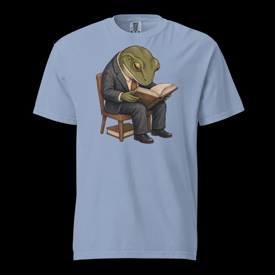 Required Reading tee in Washed Denim